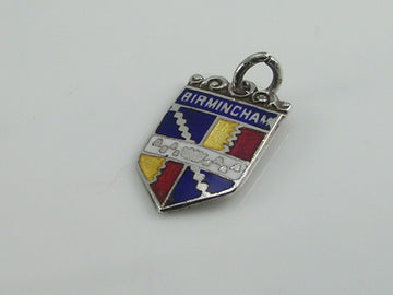 Vintage Silver Birmingham Travel Shield Charm