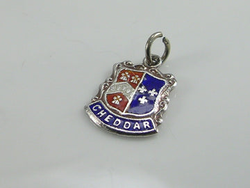 Vintage Silver Cheddar Travel Shield Charm