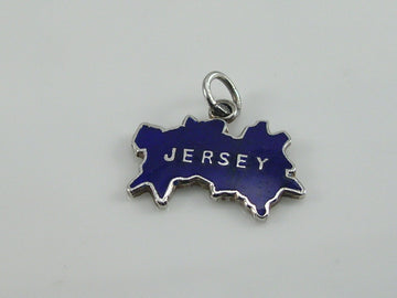 Vintage Silver Jersey Map Travel Shield Charm