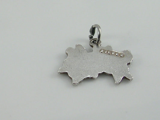 Vintage Silver Jersey Map Travel Shield Charm