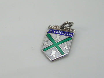 Vintage Silver Plymouth Travel Shield Charm