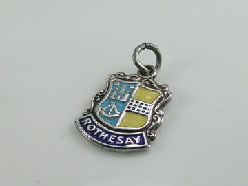 Vintage Silver Rothesay Travel Shield Charm