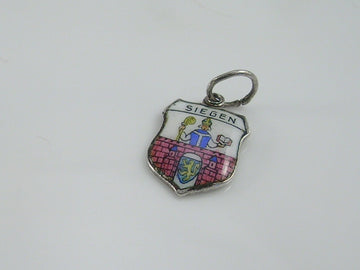 Vintage Silver Siegen Travel Shield Charm