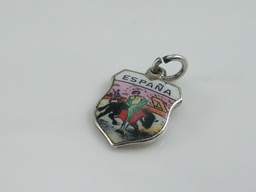 Vintage Silver Espana Travel Shield Charm