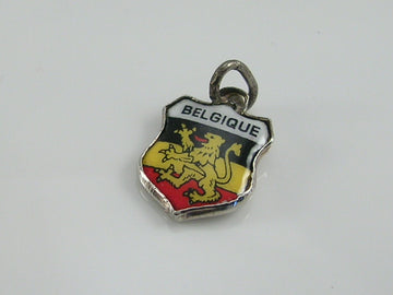 Vintage Silver Belgique Travel Shield Charm