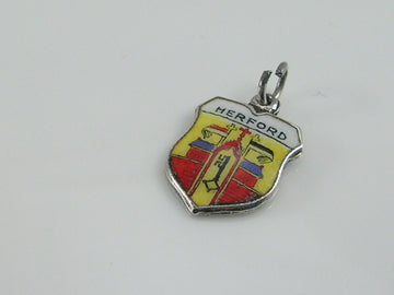 Vintage Silver Herford Travel Shield Charm