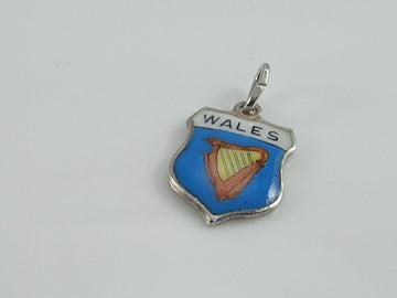 Vintage Silver Wales Travel Shield Charm