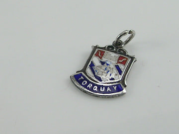 Vintage Silver Torquay Travel Shield Charm