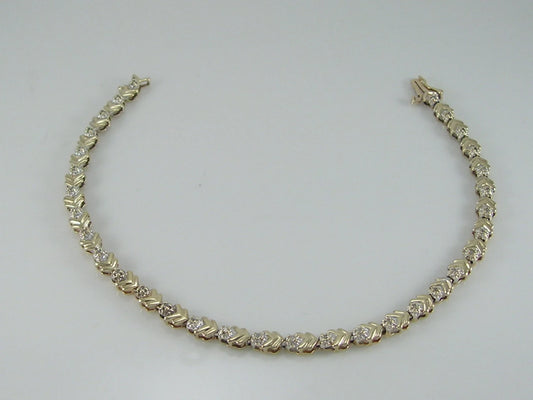 Vintage 9ct Gold Diamond Tennis Bracelet