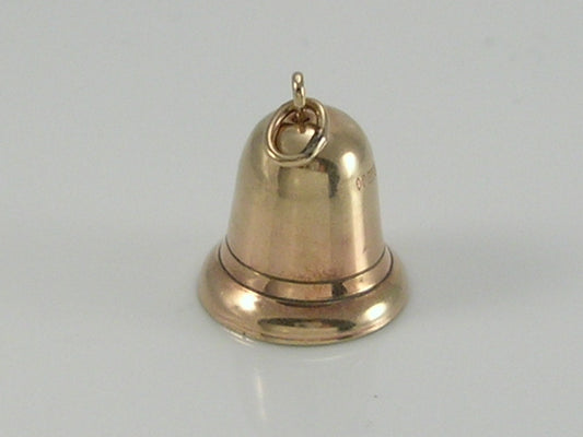 Vintage 3D 9ct Gold Bell Charm H/MK 1966