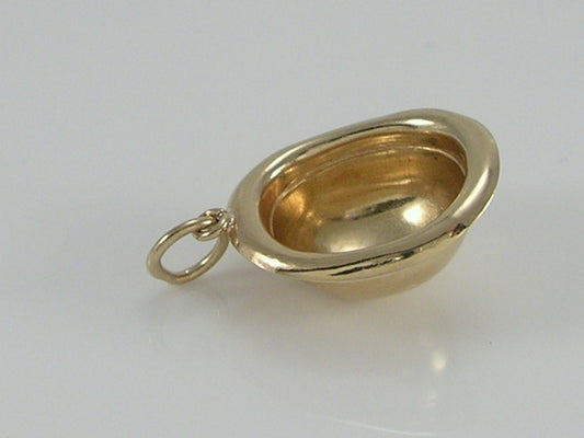 Vintage 3D 9ct Gold Bowler Hat Charm Pendant H/MK 1987