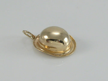 Vintage 3D 9ct Gold Bowler Hat Charm Pendant H/MK 1987