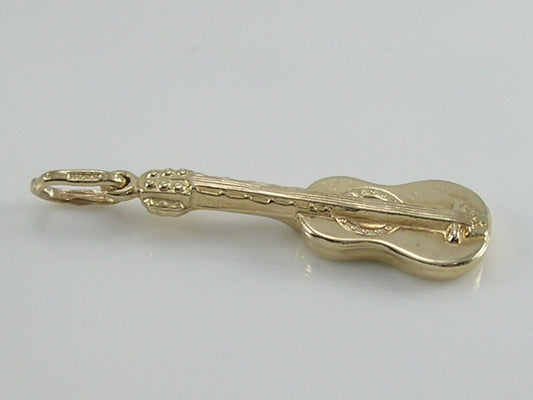 Vintage 3D 9ct Gold Guitar Pendant   H/MK 1989