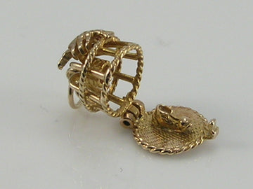 Vintage 3D 9ct Gold Lobster Pot & Old Boot Charm   H/MK 1968