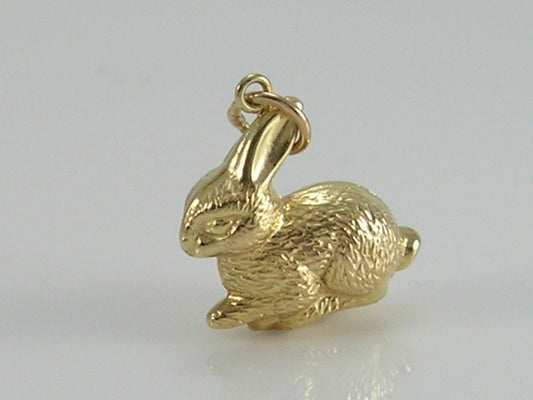 Vintage 3D 9ct Gold Rabbit Charm
