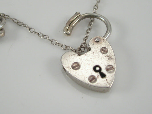 Vintage Sterling Silver Curb Link Padlock Bracelet. 14g H/MK 1973  RP