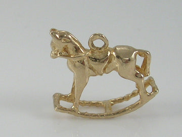 Vintage 3D 9ct Gold Rocking Horse Charm H/MK