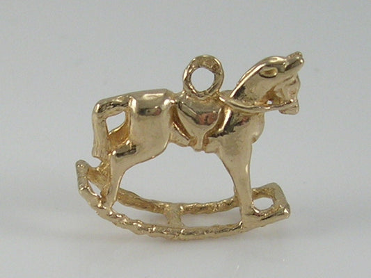 Vintage 3D 9ct Gold Rocking Horse Charm H/MK