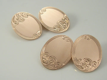 Vintage Oval 9ct Gold Cufflinks. H/MK 1924
