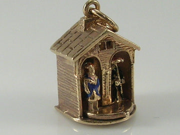 Vintage 3D 9ct Gold Movable Weather House Charm H/MK 1959