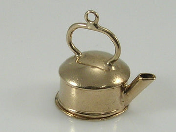 Vintage 3D 9ct Gold Kettle Charm.  H/MK 1962