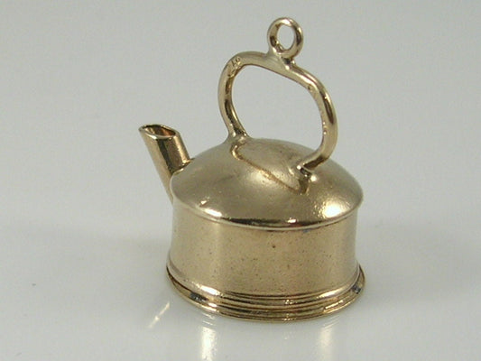 Vintage 3D 9ct Gold Kettle Charm.  H/MK 1962