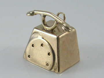 Vintage 3D 9ct Gold Old Style Telephone Charm Pendant