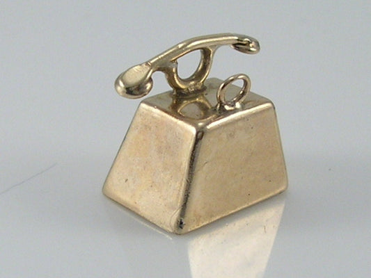 Vintage 3D 9ct Gold Old Style Telephone Charm Pendant