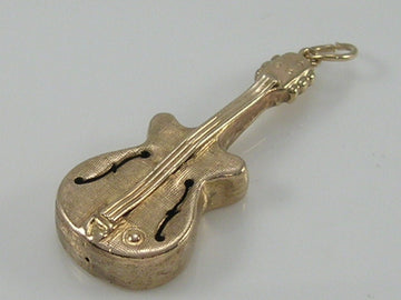 Vintage 9ct Gold Guitar Charm Pendant H/MK  GJLd