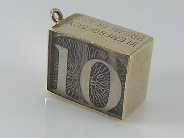 Vintage 3D 9ct Gold 10 Ten Pound Note Charm. H/MK 1969