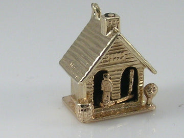 Vintage 3D 9ct Gold Movable Weather House Charm H/MK 1969