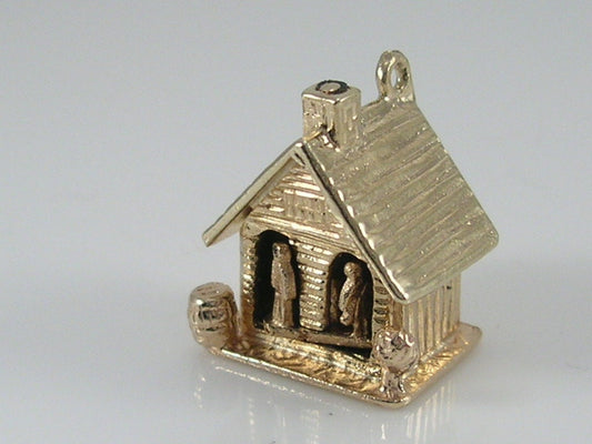 Vintage 3D 9ct Gold Movable Weather House Charm H/MK 1969