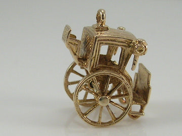 Vintage 3D 9ct Gold Hansom Carriage Charm H/MK 1962