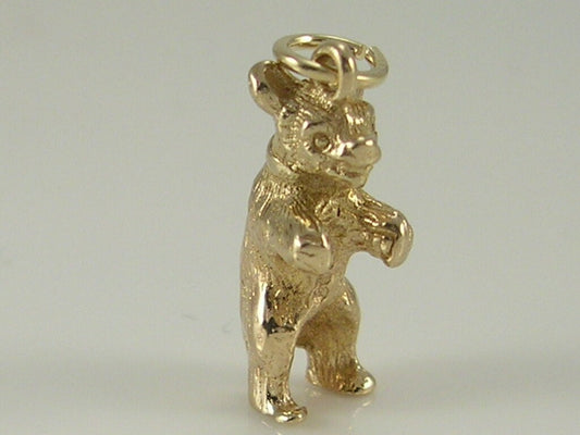 Vintage 3D 9ct Gold Bear Charm H/MK 1952