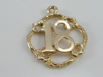 Vintage 9ct Gold 18 Charm Pendant  H/MK 1970