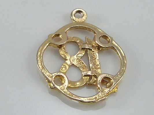 Vintage 9ct Gold 18 Charm Pendant  H/MK 1970