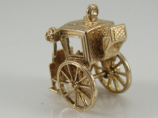 Vintage 3D 9ct Gold Hansom Carriage Charm H/MK 1962