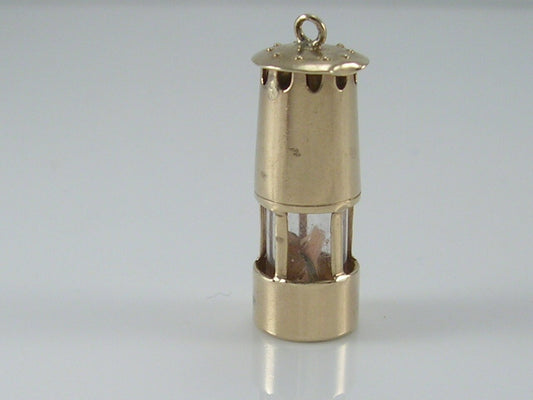 Vintage 3D 9ct Gold Miners Lamp Charm. H/MK 1968   WHC