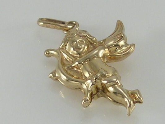 Vintage 3D 9ct Gold Cupid Charm Pendant