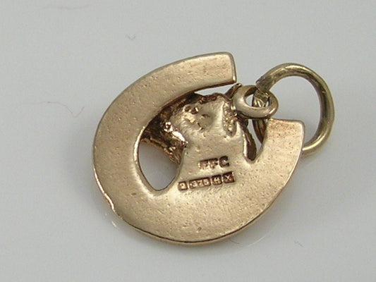 Vintage 3D 9ct Gold Lucky Horseshoe Horse Head Charm H/MK 1972