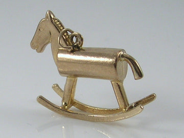 Vintage 3D 9ct Gold Rocking horse Charm Pendant  H/MK 1976