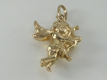 Vintage 3D 9ct Gold Cupid Charm Pendant