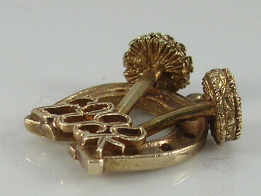 Vintage 9ct Gold Good Luck Horseshoe Chimney Sweep Brushes  Wedding Charm   H/MK 1966