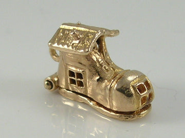 Vintage 3D 9ct Gold Old Woman In Shoe Charm H/MK 1972
