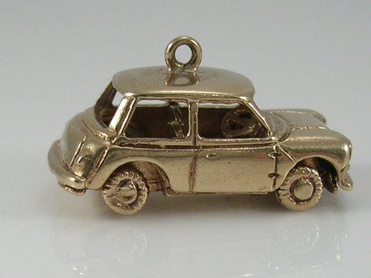 Vintage 3D 9ct Gold Mini Car Charm Pendant H/MK 1965