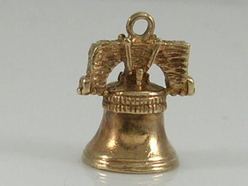 Vintage 3D 9ct Gold Liberty Bell Charm. H/MK 1965   Movable Clapper