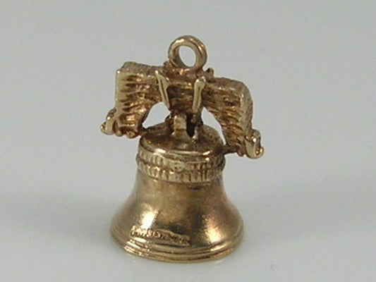 Vintage 3D 9ct Gold Liberty Bell Charm. H/MK 1965   Movable Clapper