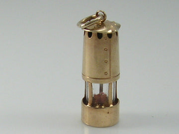 Vintage 3D 9ct Gold Miners Lamp Charm. H/MK 1969   WHC