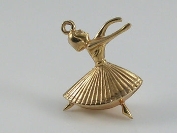 Vintage 3D 9ct Gold Ballerina Dancer Charm H/MK 1979   FM