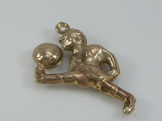 Vintage 3D 9ct Gold Footballer Kicking Football Charm Pendant H/MK 1967